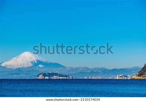 Mt Fuji Enoshima Zushi Beach Kanagawa Stock Photo 2110174034 Shutterstock