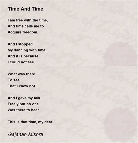 Time And Time By Gajanan Mishra Time And Time Poem