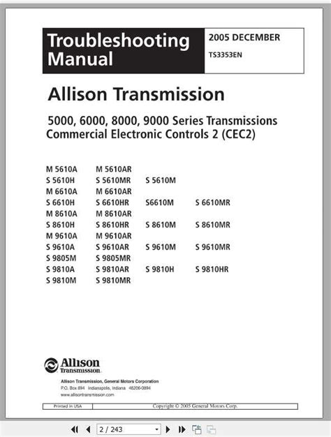 Allison Transmission Series Cec Troubleshooting