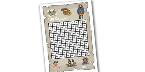 Twinkl Resources Pirate Themed 100 Number Square Classroom