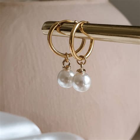 Small Pearl Hoop Earrings By Misskukie Notonthehighstreet Com