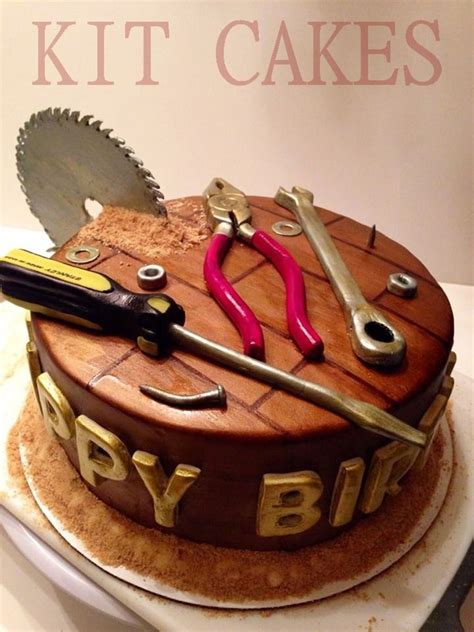 Write a name and a short greeting on a luxurious birthday cake for your father, your husband or your lover. Tools Birthday Cake | Birthday cakes for men, 70th birthday cake
