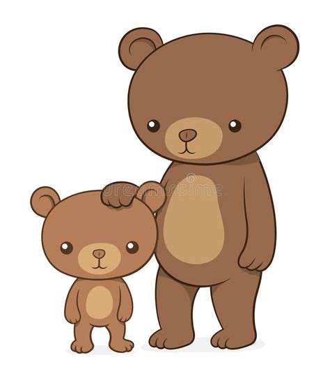 Brown Bear With Her Cute Little Cub Teddy Stock Vector Illustration