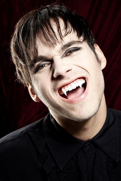 Male Vampire Smiling Dangerously Showing Fangs Stock Photo Image Of