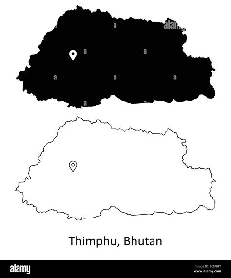 Thimphu Bhoutan Carte Détaillée Du Pays Avec Broche Demplacement Sur
