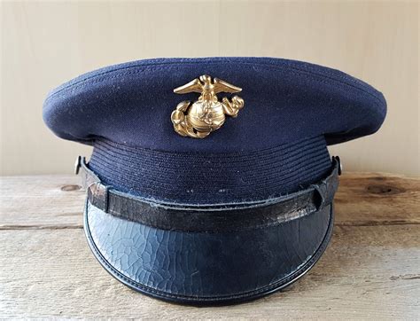 Vintage Usmc Service Mans Air Force Officer Hat Navy Wool Etsy