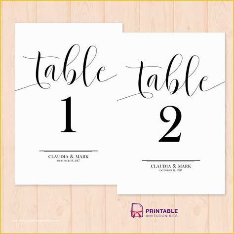 Free Printable Wedding Table Number Templates