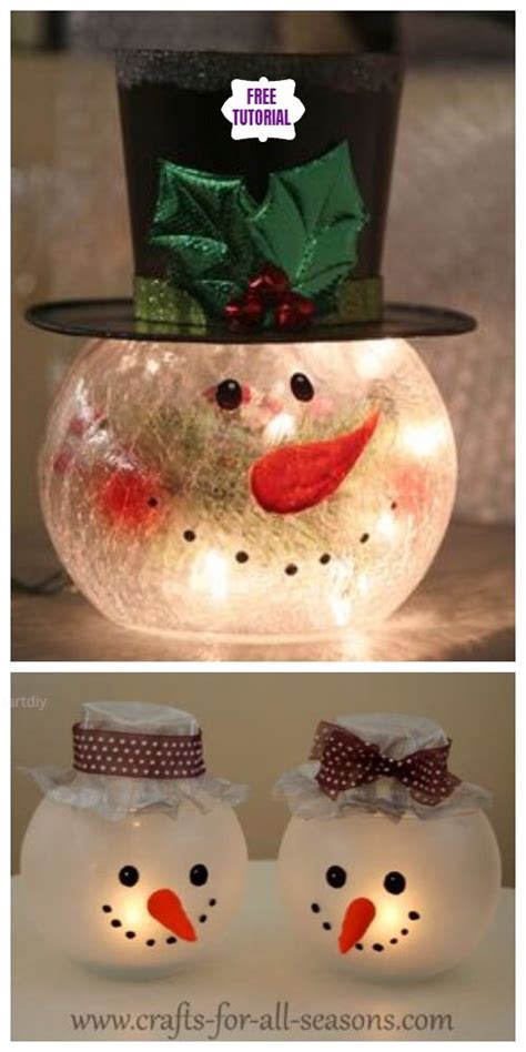 Diy Fish Bowl Snowman Christmas Decoration Crafts Tutorial Video