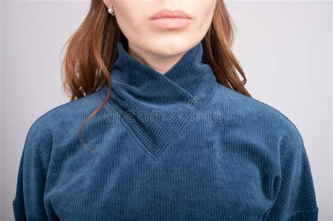 Girl In A Sweater Covering Her Neck Stock Image Image Of Clothing