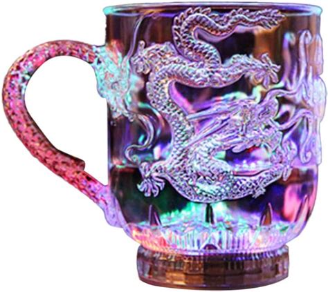 1pcs Liquid Activated Multicolor Led Glasses Creative Dragon Pattern Light Up Drinking Glasses