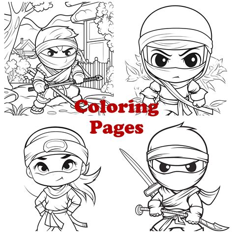 Little Ninja Coloring Pages Cute Ninja Coloring Instant Download Etsy