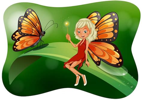 Beautiful Fairy With Butterfly Illustration Free Vector