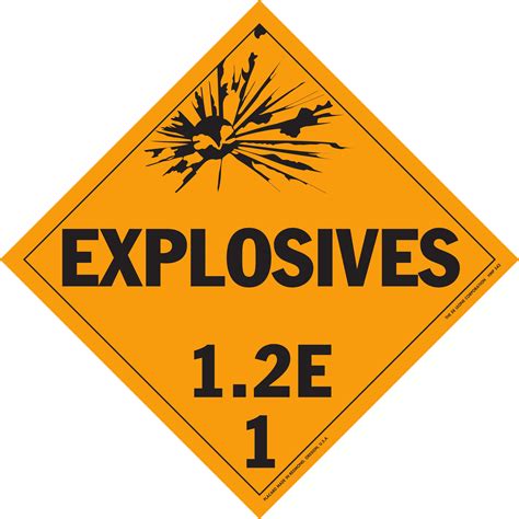 Hazardous Material Placards 10 3 4 X 10 3 4 Class 1 2E Explosive