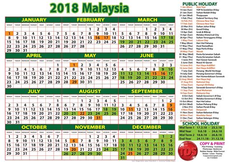 2018 Calendar Malaysia Kalendar 2018