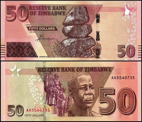 Zimbabwe 50 Dollars Banknote 2020 P 105 Unc