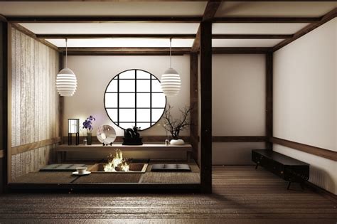 premium photo  beautiful design living room japanese style