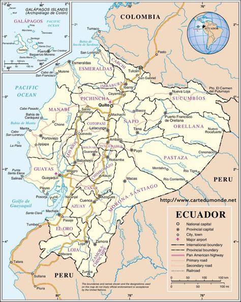 Sie können diese karten kostenlos herunterladen oder drucken. Karte Ecuador, Karte auf Land Ecuador