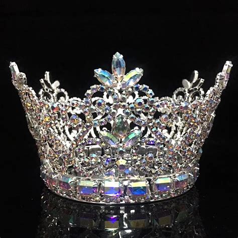 beauty ab crystal pageant queen crowns pink jewelry tiara wedding round crown buy crystal