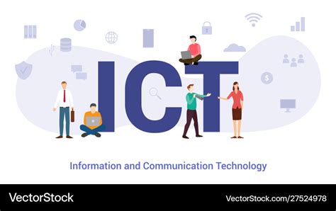 Ict Information And Communication Technology Vector Image