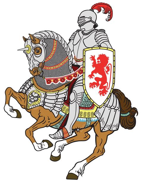 Medieval Knight On The Horse Helmet Riding Armour Vector Helmet