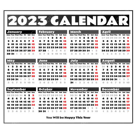 Black Gray 2023 Calendar Desktop Minimalist Simple Kalender 2023