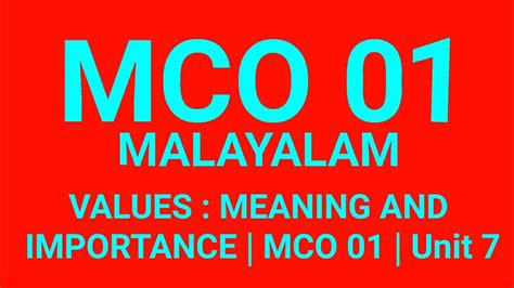 Values Meaning And Importance Mco 01 Unit 7 Youtube