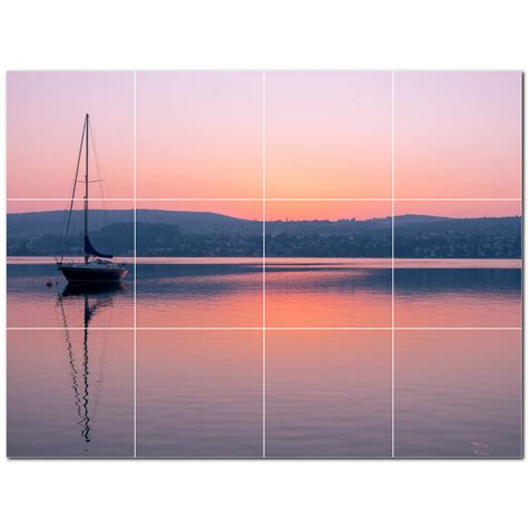 Picture-Tiles.com 32" x 24" Ceramic Boat Photo Decorative Mural Tile