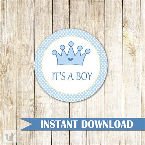If you are looking for a nice. Prince Baby Boy Shower Gift Favor Label Sticker Blue White Polka Dots | Baby shower gifts for ...