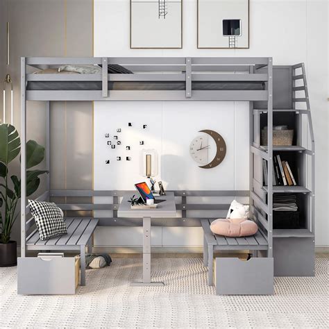 Meritline Full Size Loft Bed With Desk