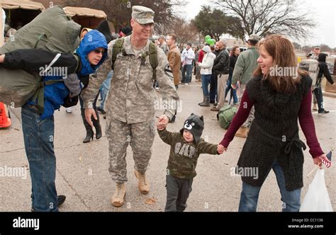 Welcome Home Ceremony For Iraq War Veterans Returning From Duty To Fort Hood Texas Families