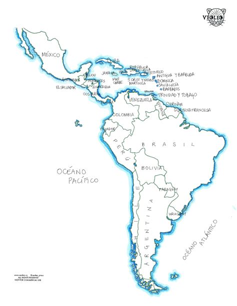 Mapa Latinoamérica Y El Caribe Coloring Sheets — Veoleo