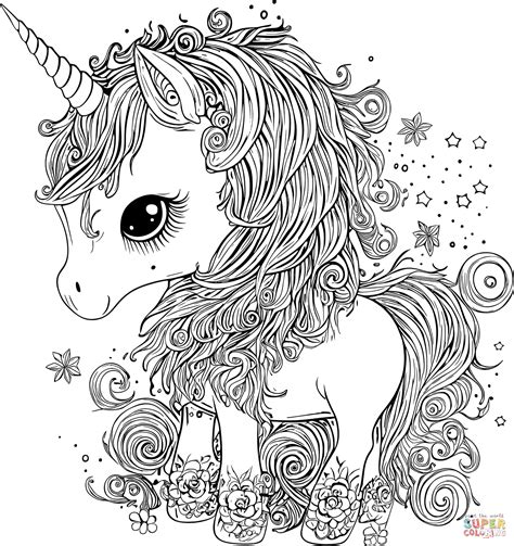 Cute Unicorn Coloring Pages Detailed For Kids