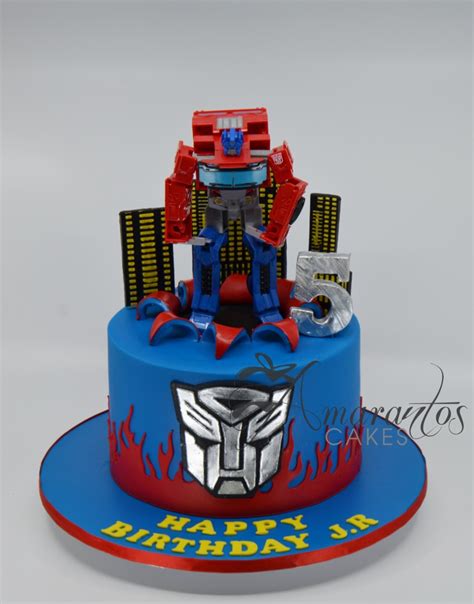 Transformers Birthday Cake Topper Set Featuring Optimus Prime And