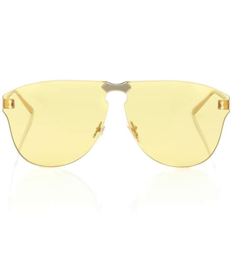 gucci aviator sunglasses in yellow lyst