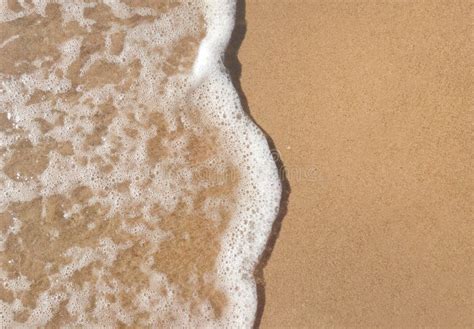 White Foamy Wave On The Beach Sand Top View Stock Image Image Of