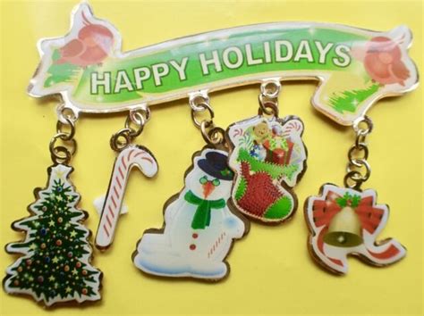 Oversized Happy Holidays Pin Christmas Brooch Lapel Pin With Colorful