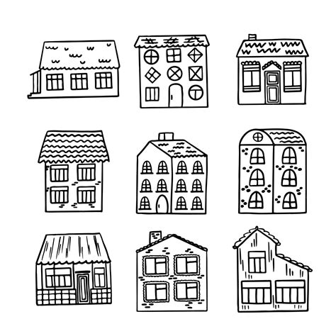 Premium Vector Set Of Cute Houses Isolated On White Background Hand