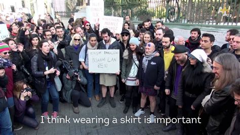 Men In Skirts Protest Violence Against Women In Turkey Youtube