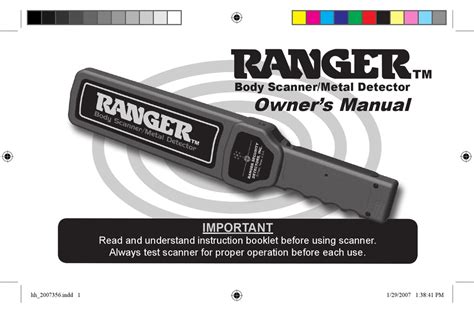 Ranger Body Scanner Metal Detector Owners Manual Pdf Download