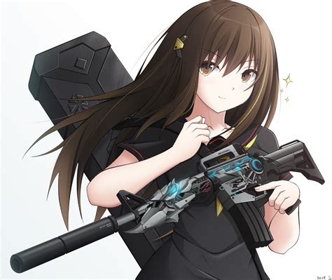 Safebooru 1girl Assault Rifle Bangs Black Sailor Collar Black Shirt