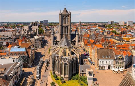 Загнивающий запад во всей красе Обои готика, дома, Бельгия, улицы, Гент, Церковь Святого ...
