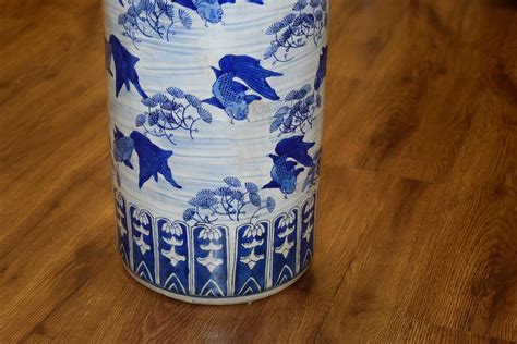 Chinoiserie Porcelain Umbrella Stand With Koi Fish Design At 1stdibs