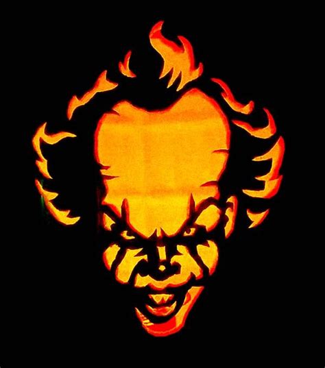 20 Scary Clown Pumpkin Stencils Printable
