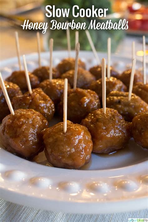 Meatballs, ketchup, worcestershire, brown sugar, lemon juice, bourbon. Easy Delicious Slow Cooker Honey Bourbon Meatballs