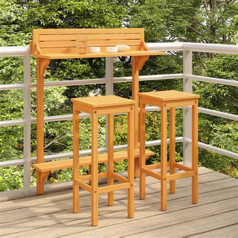 SALON BAS DE JARDIN - Ensemble de bar de balcon 3 pcs Bois d'acacia