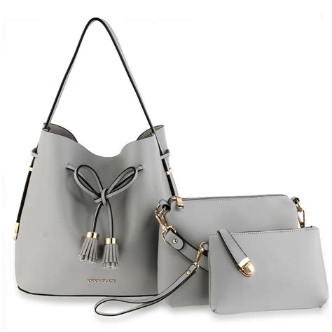 Wholesale 3 Pieces Set Grey Womens Handbag Ag00656