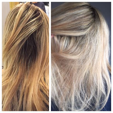 Before And After Blonde Hair Brighter Hilights Cooler Hilights Foil And