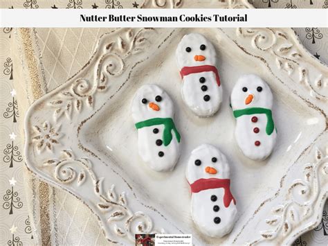 Make fun nutter butter acorn cookies for a fall dessert treat idea for the kids! Nutter Butter Snowman Cookies Tutorial - Experimental Homesteader