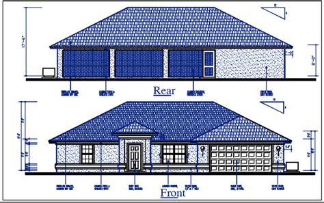 Bungalow Plan With Elevation Design Dwg File Cadbull