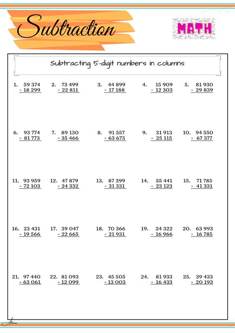 Grade 4 Math Worksheet | Subtraction Part 5 - Education PH